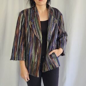 Blue Green and Brown Funky Striped Jacket‎